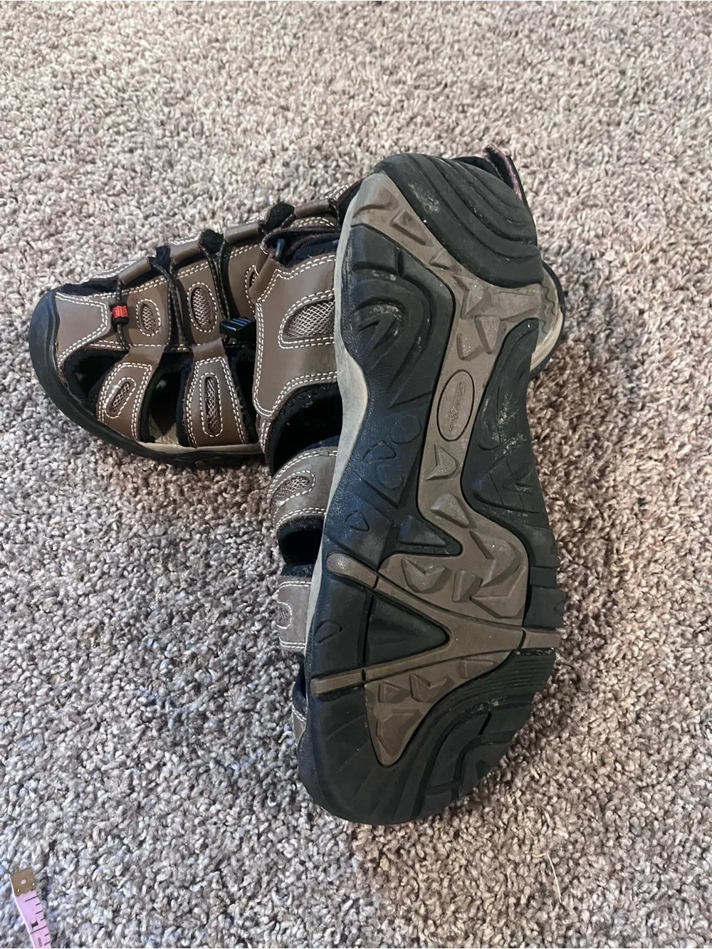 Eddie Bauer Tommy Leather Sandals Mens 9 Bump Toe Water Hiking Brown